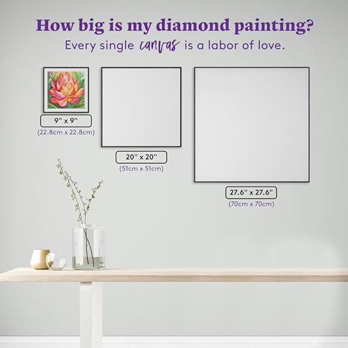 DIAMOND ART CLUB Fire Opal Succulent Diamond Art Kits for Adults | Premium Diamond Painting Kit, Fun DIY Crafts for Adults, Round Diamond Art Canvas, 9" x 9" (22.8 x 22.8 cm) - color: Fire Opal Succulent