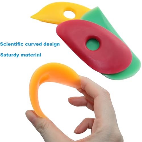 LUORNG 6PCS Pottery Ribs and Silicone Sculpting Tools Set 4 Silicone Pottery Ribs 2 Detail Needles for Clay Modeling Ceramic Shaping Detailing Suitable for Beginners Professionals