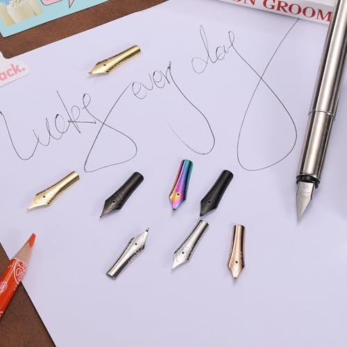 PATIKIL 0.38 mm Line Width Fountain Pen Nib Replacement, 3 Pack 304 Stainless Steel Special Spare Ink Dip Calligraphy Pen Nib for Drawing Writing Signing, Rose Gold(EF Tip) - color: Rose Gold