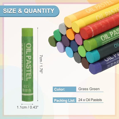 PATIKIL Grass Green Oil Pastels, 24Pcs Soft Oil Crayons Creamy Pastels Stick Art Supplies for Art Painting Drawing Blending Graffiti for Drawing Beginners Artists - color: Grass Green
