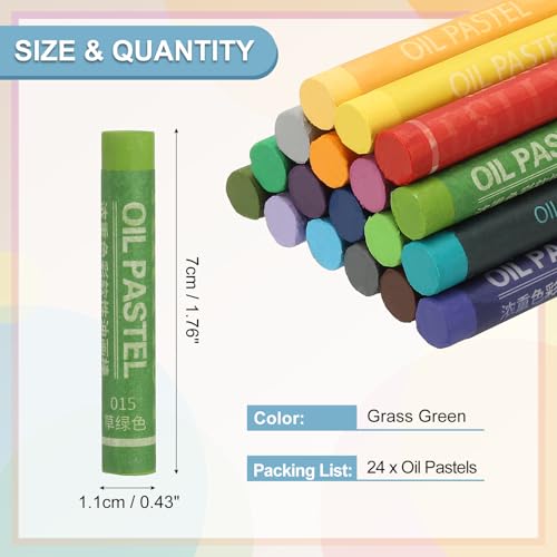 PATIKIL Grass Green Oil Pastels, 24Pcs Soft Oil Crayons Creamy Pastels Stick Art Supplies for Art Painting Drawing Blending Graffiti for Drawing Beginners Artists - color: Grass Green