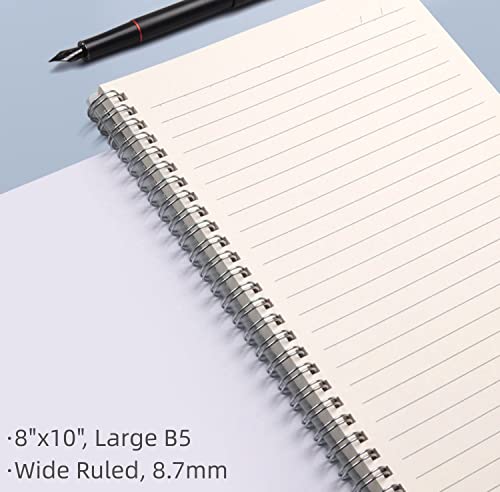 Spiral Notebook, Wide Ruled Notebook Journal, 4 Pack B5 Lined Notebooks for Work, School, Notes Taking , 8" x 10" Large Subject Notebook, 560 Thick Paper, 24pcs Index Tabs, Assorted Pastel Notebook - size: 8" x 10", style: Wide Ruled