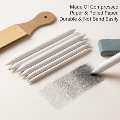 Classicseali 16 Pcs Blending Stumps,Washable & Reusable Blending Stumps for Drawing Set,Pencil Blender for Charcoal Sketching
