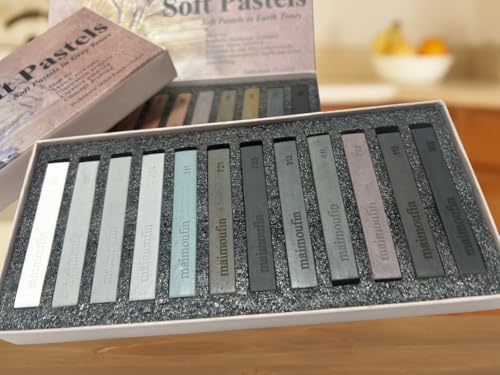 12-Pack Gray Tone Soft Chalk Pastel Sticks Artist Chalk | Square Blendable Soft Chalk Pastels for Artists Professional Grade, High Pigment, For Sketching, Drawing & Illustration - color: Grey