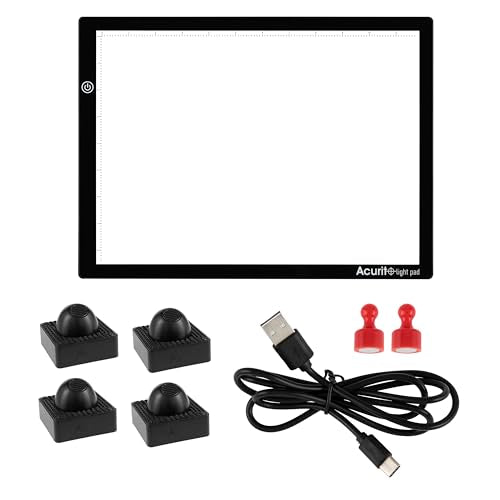 Acurit Artist Designer Light Up Tracing Pad Bundle, Includes 1 Portable LED Trace Light Pad and 4 Adjustable Angle Clips for Tattoo Drawing, Streaming, Sketching, Animation, Stenciling