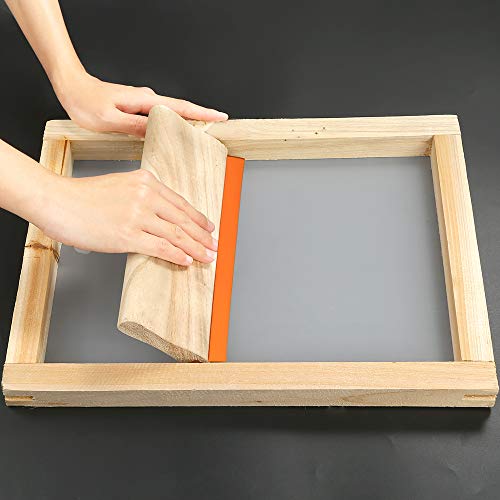 Caydo 3 Pieces 3 Sizes Screen Printing Squeegee, 75 Durometer Wooden Ink Scraper for Screen Printing Fabric, 5.9 Inch, 9.4 Inch and 13.7 Inch with 15.7x12.2inch Screen Printing Press
