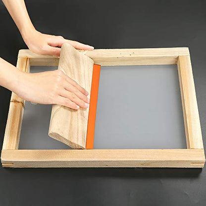 Caydo 3 Pieces 3 Sizes Screen Printing Squeegee, 75 Durometer Wooden Ink Scraper for Screen Printing Fabric, 5.9 Inch, 9.4 Inch and 13.7 Inch with 15.7x12.2inch Screen Printing Press