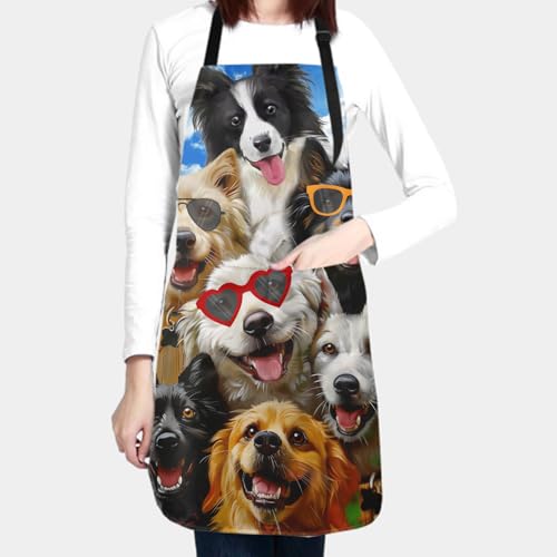 Imiss Waterproof Stain-Resistant Cooking Chef Aprons for Grill BBQ Baking 27 X 31 Inch - color: Funny Dog