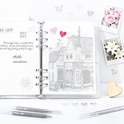 8 Neutral Palette Glitter Gel Pens Set, 1.0 mm Fine Point for Black Paper & White Paper, Large Capacity Pens for Journaling, Adult Coloring Books, Drawing, Note Taking, Highlighting - color: neutral palette