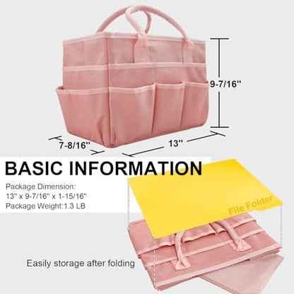 Cupohus Craft Organizer Bag, Pink Art Supply Tote with Multiple Pockets - color: Pink