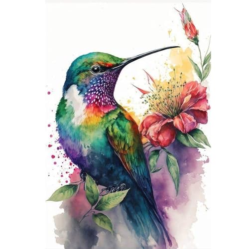 Ausanrl Hummingbird Diamond Painting Kits for Adults 12x16in | Bird Diamond Art Kits for Adults,5D Diamond Painting,DIY Gem Art Bird Home Wall Decor Perfect for Relaxation Art and Crafts - color: Hummingbird, size: 12x16inch(Round diamond painting)