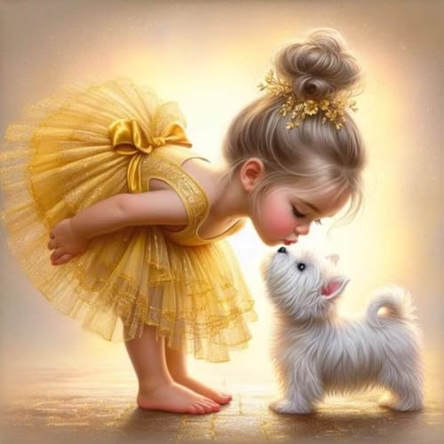 Dugsmgd Girl and Dog Diamond Art Kits for Adults, Diamond Painting 12x12 in - color: Girl and Dog