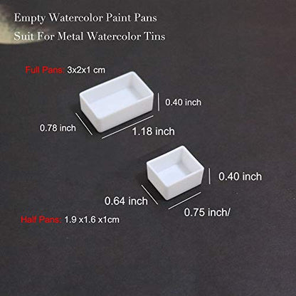 Empty Watercolor Pans, 20 Full (3ml) & 20 Half Pans (2ml) | Refillable Plastic Pans, White Paints Pans, Fits Metal Watercolor Tins, DIY Palettes, For Homemade Watercolors Soild Paints - style: 20Pcs Full Pans and 20Pcs Half Pans