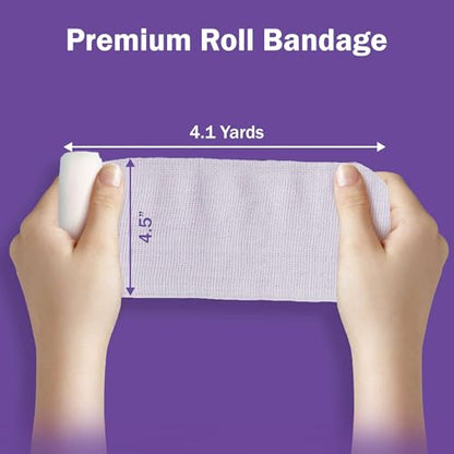 4.5" Sterile Gauze Rolls - 1 Gauze Bandage for Covering and Cushioning Wounds - 4.5" x 4.1 Yards Long - 3 Ply Medical Roll - Good for Primary and Secondary Dressings - size: 1 Count