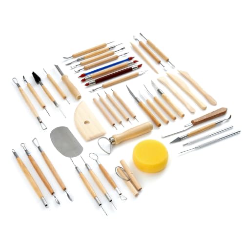 TEMONTIAN Pottery Tools and Supplies Kit, Clay Sculpting Tools Set, 43 PCS - color: BLACK