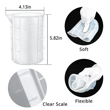 700ml Extra Large Silicone Mixing Cups for Epoxy Resin, 23 oz Measuring Cups, Casting Making Crafts, Acrylic Paint Pouring, Butter,Chocolate, Microwavable, Flexible Reusable Tool - size: X Large-700ml*1