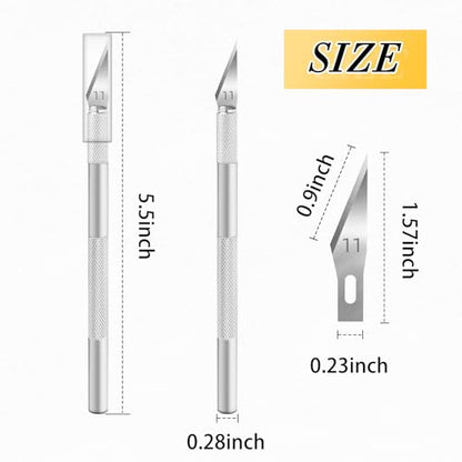 JTIEO Exacto Hobby Craft Knife 74 Pack with 4 Upgrade Sharp Knives and 70 Spare Blades for Art, Scrapbooking, Stencil - color: Silver