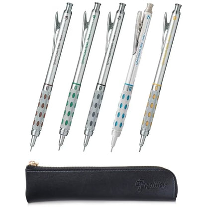 Graph Gear 1000 Mechanical Drafting Pencil Set (0.3mm / 0.4mm / 0.5mm / 0.7mm / 0.9mm), qullity original pen case - size: 0.3/0.4/0.5/0.7/0.9mm Set