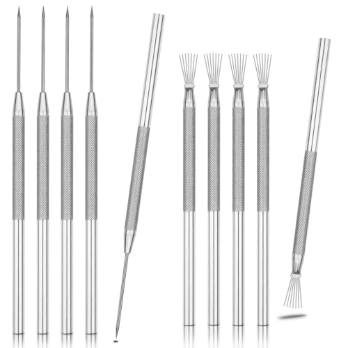 DIYOOHOMY 10 Pcs Clay Needle Tool and 7-Pin Pottery Feather Wire Texture Tools, Polymer Clay Sculpting Tools for Texturing Scoring Carving Modeling Ceramic Sculpture Detail Nail Art DIY Craft Supplies - color: White-4