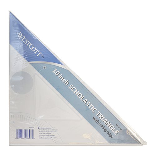 Westcott Student Grade Polystyrene Triangle, 45 and 90 Degrees, 10 Inches, Clear