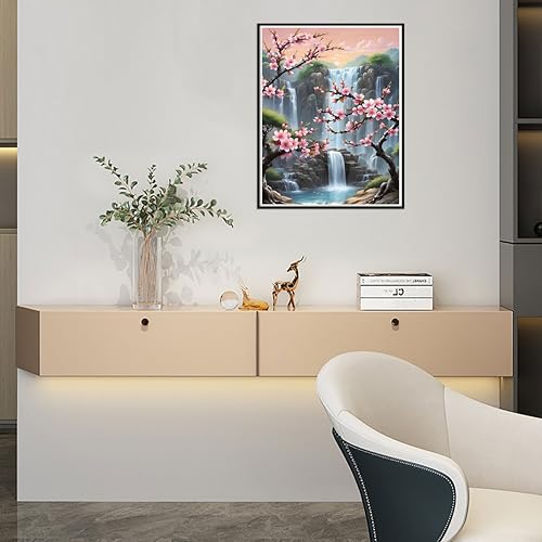 Ausanrl Plum Blossom Diamond Art Painting-Diamond Painting for Adults,5D Diamond Painting Flowers,DIY Full Drill Diamond Painting Flower Gem Painting and Crafts 12x16inch - color: Plum Blossom, size: 12x16inch(Round diamond painting)