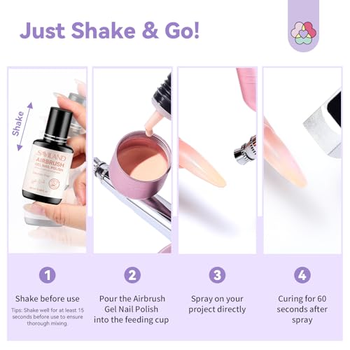 SAVILAND Airbrush Gel Nail Polish Dilution Free: Light Nude Airbrush Paint for Nails Hema ＆ Acetone Free Non Toxic No Clogging for Creating Ombre Nails Aura Nails Design Salon 20 ml - color: Light Nude