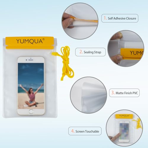 YUMQUA Waterproof Pouch Dry Bags Document Map Holder for Water Sport 3PACK - color: Yellow