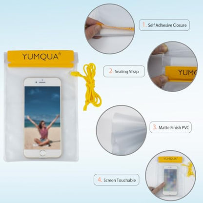 YUMQUA Waterproof Pouch Dry Bags Document Map Holder for Water Sport 3PACK - color: Yellow