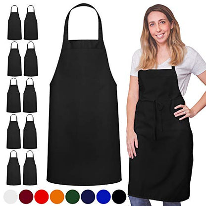120 Pack Bib Aprons - Unisex Machine Washable Kitchen BBQ Aprons Bulk (Pack of 120, No Pockets, Black) - color: Black, size: 120 Pack