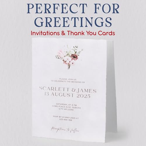 WANDERINGS Handmade Deckle Edge Blank Greeting Cards & Envelopes with Flower Art - 300 GSM Paper – 20 Cards for Invitations, Thank Yous, Get Well and Birthday Cards – 5" x 7" - color: Flower Art