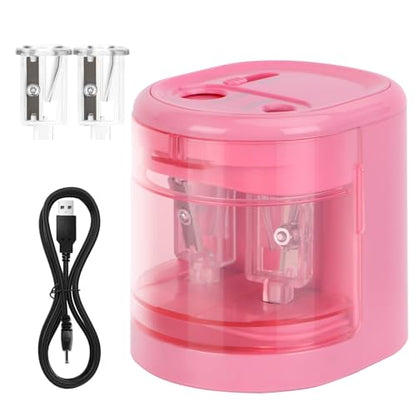 Electric Pencil Sharpener, Double Hole (Pink) - color: Pink