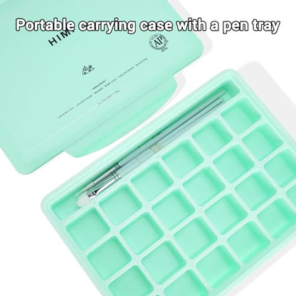 HIMI Gouache Paint Set, 24 Colors x 30ml Unique Jelly Cup Design with 3 Paint Brushes and a Palette in a Carrying Case, Non-Toxic Gouache Paint Perfect for Artists, Students(Green) - color: Green