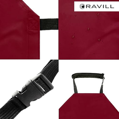Waterproof Aprons For Men and Women with Pockets | 35" Long Work Aprons for Dishwashing, Dog Grooming, Cleaning - Plastic Dishwasher Apron - Water Resistant Kitchen Apron - color: Red