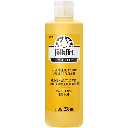 FolkArt Acrylic Paint in Assorted Colors (8 oz), , School Bus Yellow - color: School Bus Yell, size: 8 Fl Oz (Pack of 1)