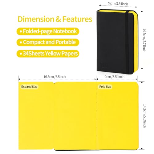3.5x5.7 Mixed Media Sketch Pad,Folded Colored Paper Sketchbook for Drawing - color: Folded Booklet-Yellow