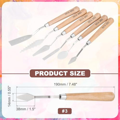 MECCANIXITY HM#3 Palette Knives 14mm Width Stainless Steel Spatula Painting Pallet Knife with Wood Handle for Oil Painting Acrylic Canvas Mixing Spreading - style: HM#3 + 14mm