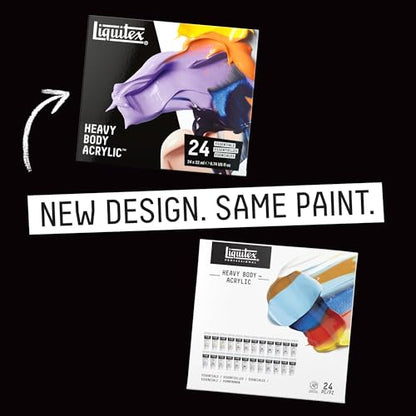 Liquitex Heavy Body Acrylic Paint Set, 24 x 22ml, Essentials Set | High Viscosity, Pigment Rich, Ideal for Impasto & Texture, Satin Finish, Permanent Color, Crisp Brush Strokes & Knife Marks - size: 1 Count (Pack of 1), style: Essentials Set 24 x 22 (0.74