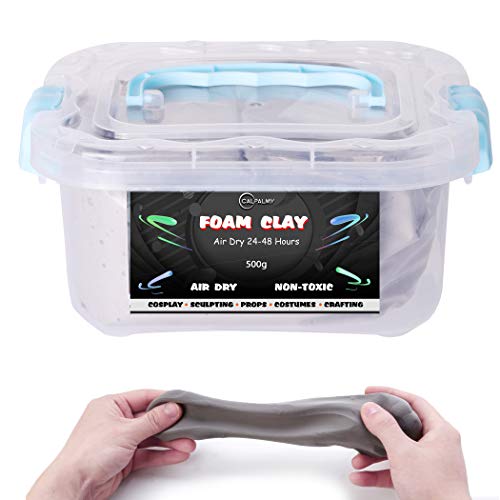 1.1lb Moldable Cosplay Foam Clay (Grey) – High Density for Intricate Designs | Air Dries to Perfection for Cutting with a Knife or Rotary Tool, Sanding or Shaping - color: Grey, size: 500g