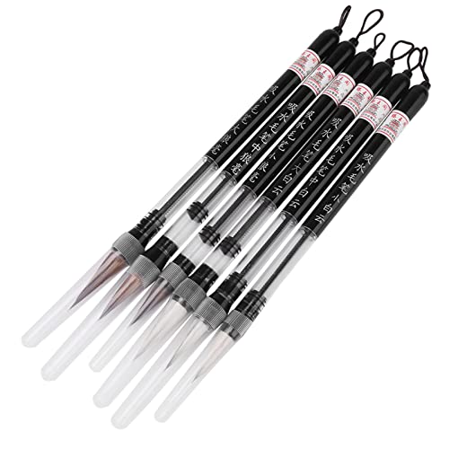 LiebeWH Water Brush Pen Set 6Pcs Refillable for Watercolor Painting Chinese Calligraphy Hand Lettering Travel Art Supplies Beginners and Professionals