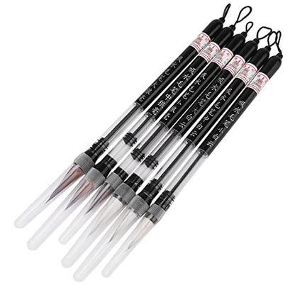 LiebeWH Water Brush Pen Set 6Pcs Refillable for Watercolor Painting Chinese Calligraphy Hand Lettering Travel Art Supplies Beginners and Professionals