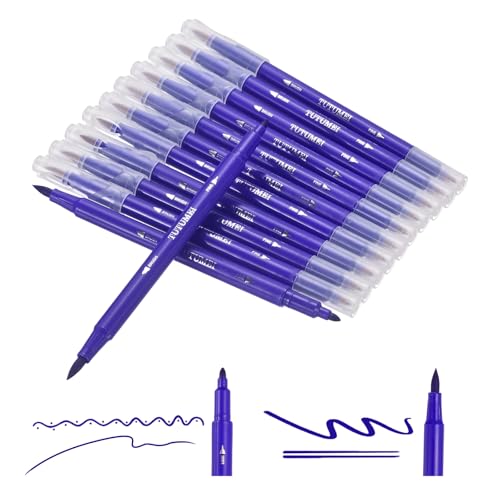PATIKIL 12 Pack Dual Markers Brush Pens, Dark Purple Double Tip Colored Pen Coloring Marker Set Supplies for Adults Coloring Books Note Taking Writing Calligraphy Drawing Sketching - color: Dark Purple