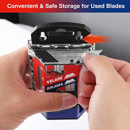 WORKPRO 100-Pack Utility Knife Blades | Utility Blades Replacement with Dispenser, SK5 Carbon Steel, Red - style: SK5(red)