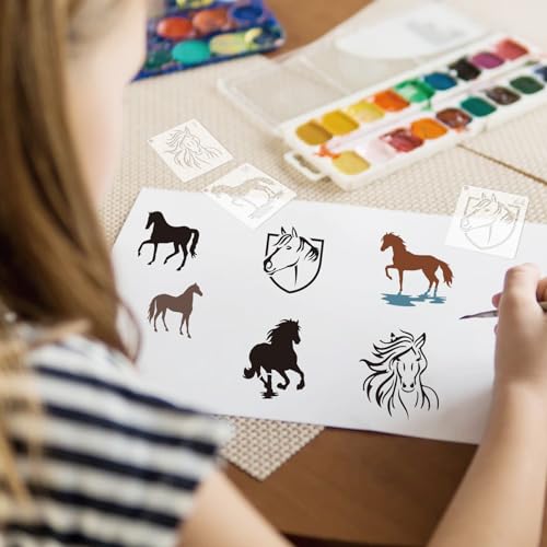 Small Stencils for Painting on Wood Burning Reusable, 3 Inch Reusable Stencil for Craft Ornament Paint Template Stencils for Wall Card Rock Wood Signs Coasters Canvas Home Decor (Horse) - style: Horse