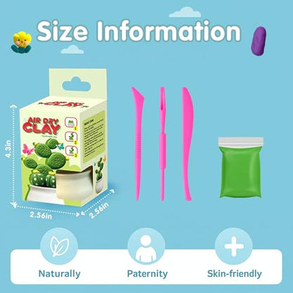Air Dry Clay for Kids, 12 Plants DIY Modeling Clay Kit with Sculpting Tools | Ultra Light, Soft, Safe, STEM Tutorials, Back to School Classroom Supplies, Home Party, Birthday Gifts for Ages 3-12+ - color: Flower