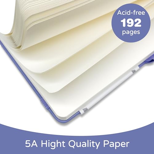Blank Journal Notebook, A5, 192 Pages 100 GSM Thick Sketch Book for Women Men, Hardcover Leather Unlined Journaling for Work, Notebooks for Writing, 5.8 inches x 8.5 inches (Purple) - color: Purple, style: a-Blank