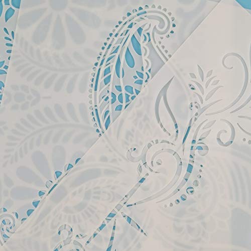 Flower Border Mandala Stencils, 8 Pcs for Painting on Wood Canvas Paper, DIY Craft Stencils - 8.3"x11.8"