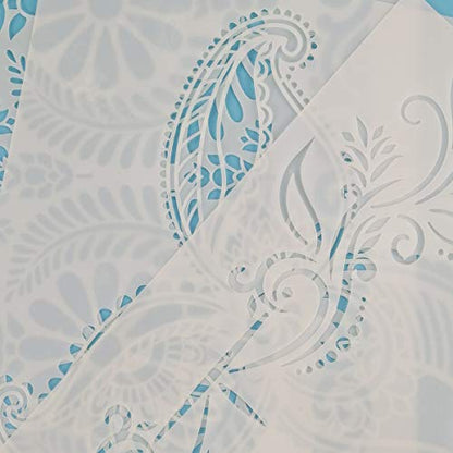 Flower Border Mandala Stencils, 8 Pcs for Painting on Wood Canvas Paper, DIY Craft Stencils - 8.3"x11.8"