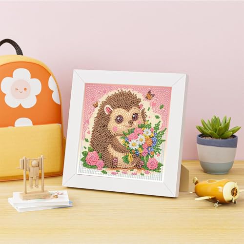 Arttoplus Hedgehog Diamond Art Painting Kits for Kids with Frame 7x7 inch - color: CC978-US