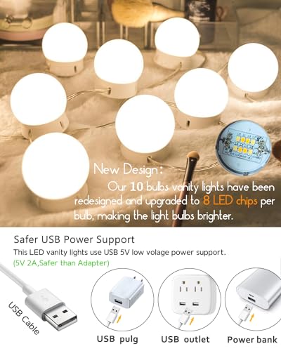 LED Vanity Lights for Mirror Makeup Lighting,Hollywood Style - color: White