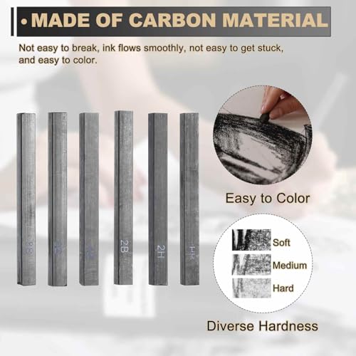 MECCANIXITY Compressed Charcoal Sticks, 8B Grade Square Vine Charcoal Sticks Set Art Supplies for Painting Drawing Sketching Shading Artists Beginners(Pack of 6) - style: 8B